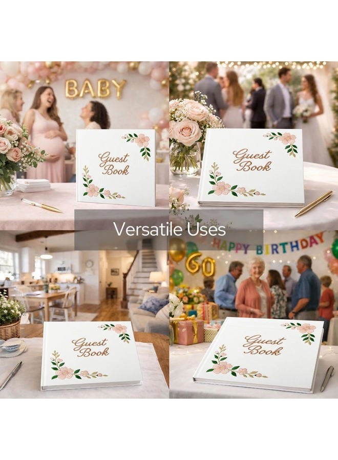 FEELOVE Wedding Guest Book with Embroidered Cover - 8.2" x 8.2" Elegant Guest Book for Party, Wedding Reception, Bridal Shower, Memorial, and Anniversary - Image 4
