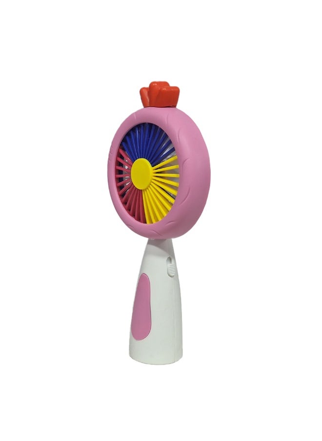 Generic - Mini handheld fan, cute design with bright and multi-colors, small size and easy to carry by hand or put in bag, equipped with USB rechargeable battery, on/off button 2 speeds with LED light, multiple air speeds, nice summer and birthday gift for kids and adults, high quality and easy to use - Image 1