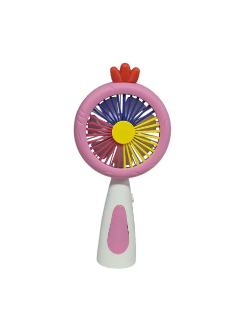Mini handheld fan, cute design with bright and multi-colors, small size and easy to carry by hand or put in bag, equipped with USB rechargeable battery, on/off button 2 speeds with LED light, multiple air speeds, nice summer and birthday gift for kids and adults, high quality and easy to use