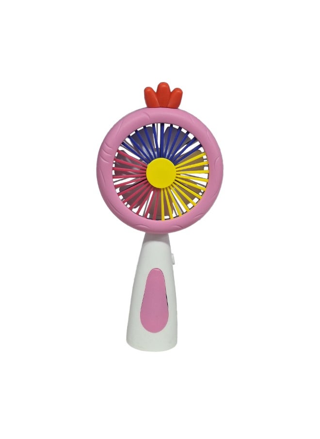 Generic - Mini handheld fan, cute design with bright and multi-colors, small size and easy to carry by hand or put in bag, equipped with USB rechargeable battery, on/off button 2 speeds with LED light, multiple air speeds, nice summer and birthday gift for kids and adults, high quality and easy to use - Image 1