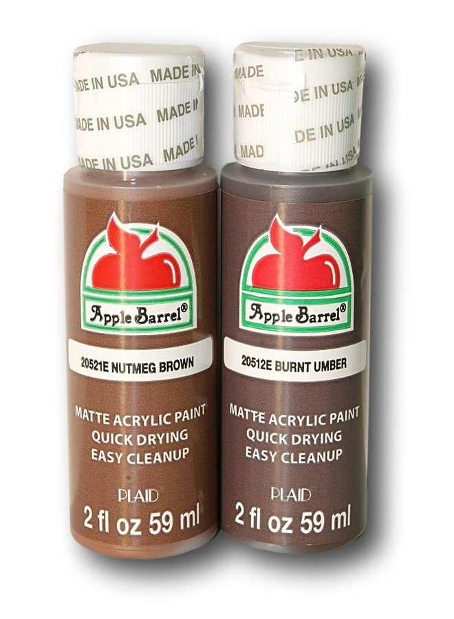 PLAID Apple Barrel Brown Acrylic Paint Set Bundle - Nutmeg Brown & Burnt Umber (2 Ounces Each)