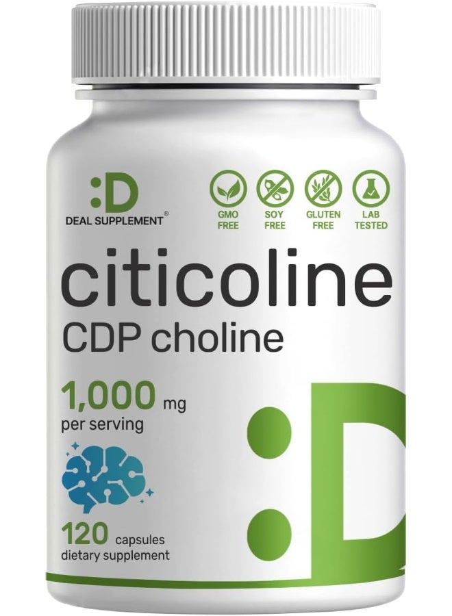 DEAL SUPPLEMENT Citicoline CDP Choline, 1,000mg Per Serving, 120 Capsules - Image 1