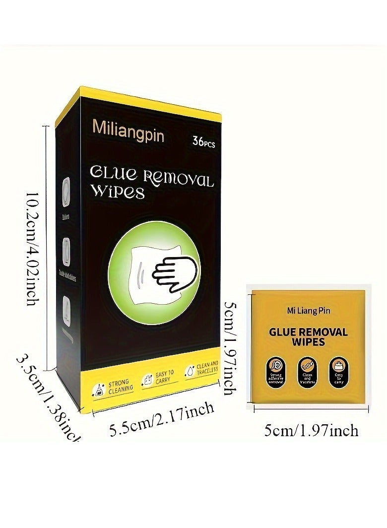 EVEREEN 36-Pack Unscented Glue Removal Wipes for Sticky Residue & Adhesive, Cleaning Pads for Glass, Tape, Marks - Quick & Easy Surface Cleaner for Office, Car & Household Use - Image 1