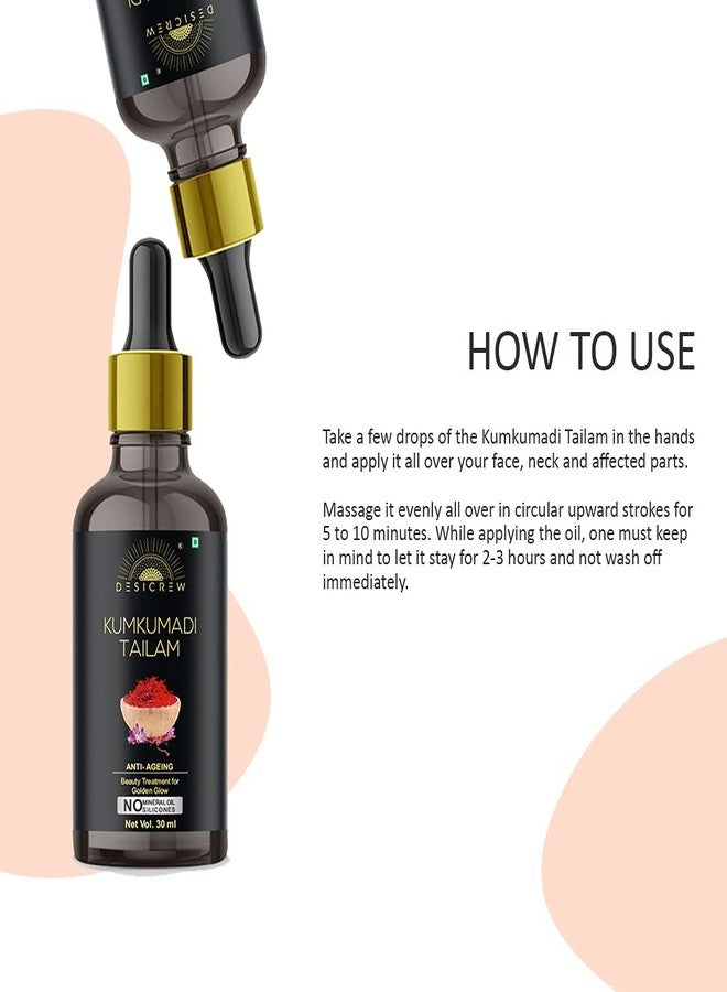 Desicrew Kumkumadi Tailam Face Oil- for Glowing, Spotless, Anti-Ageing & Radiant Skin Golden Glow- Pack of 2 (60 ml) - Image 3