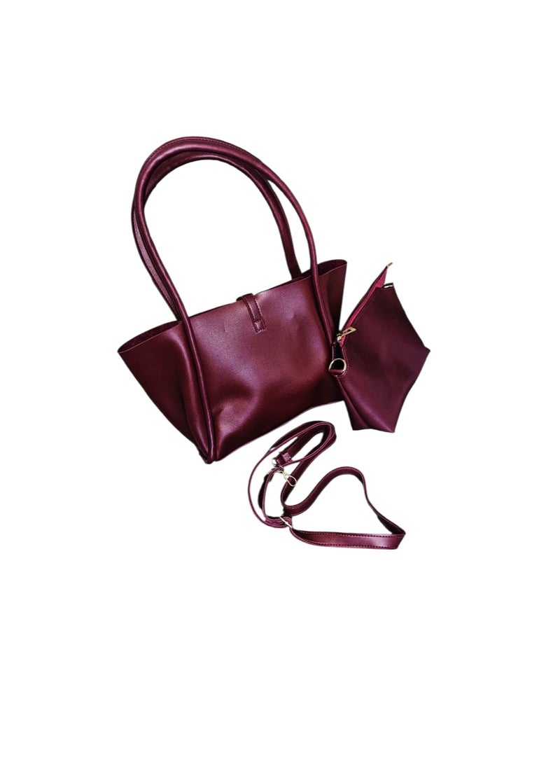 Women’s Leather Handbag 2-in-1 with Crossbody Strap – Elegant Multi-Purpose Design - Image 3