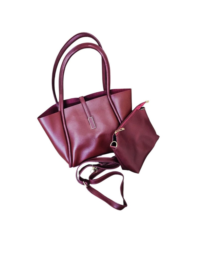 Women’s Leather Handbag 2-in-1 with Crossbody Strap – Elegant Multi-Purpose Design - Image 1