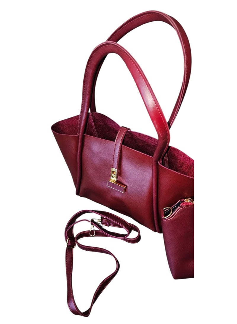 Women’s Leather Handbag 2-in-1 with Crossbody Strap – Elegant Multi-Purpose Design - Image 2