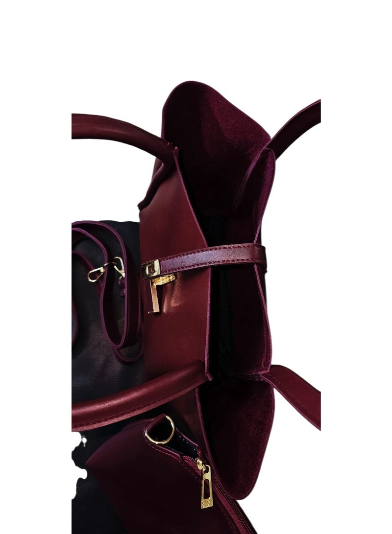 Women’s Leather Handbag 2-in-1 with Crossbody Strap – Elegant Multi-Purpose Design - Image 4