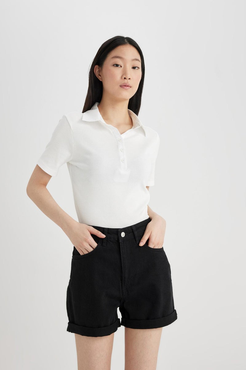 DeFacto Black Woman Mom Fit Denim High waist Shorts Casual - Image 4