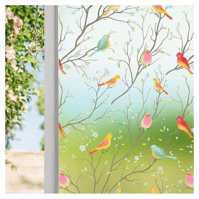 PRIVACY WINDOW FILM NONADHESIVE TRANSLUCENT BIRD WINDOW FILM DECORATIVE GLASS FILM STATIC CLING FILM BIRD WINDOW STICKERS FOR HOME OFFICE 354 X 787 INCH TRANSLUCENT