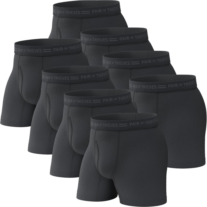 Pair of Thieves Men's Soft Cotton Boxer Briefs 8 Pack, Tagless Stretch Underwear, 5" Inseam Black - Image 1
