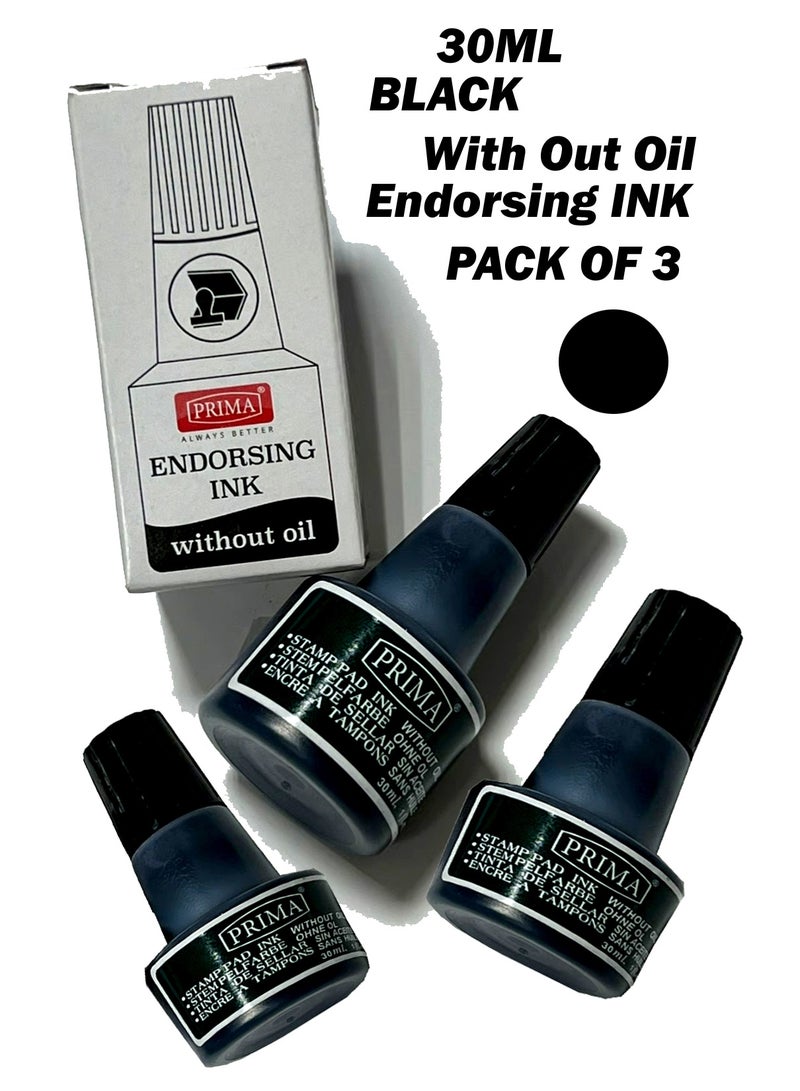 بريما عبوة من 3 وسادات حبر أسود/30 مل/بدون زيت/حبر ختم - Image 1