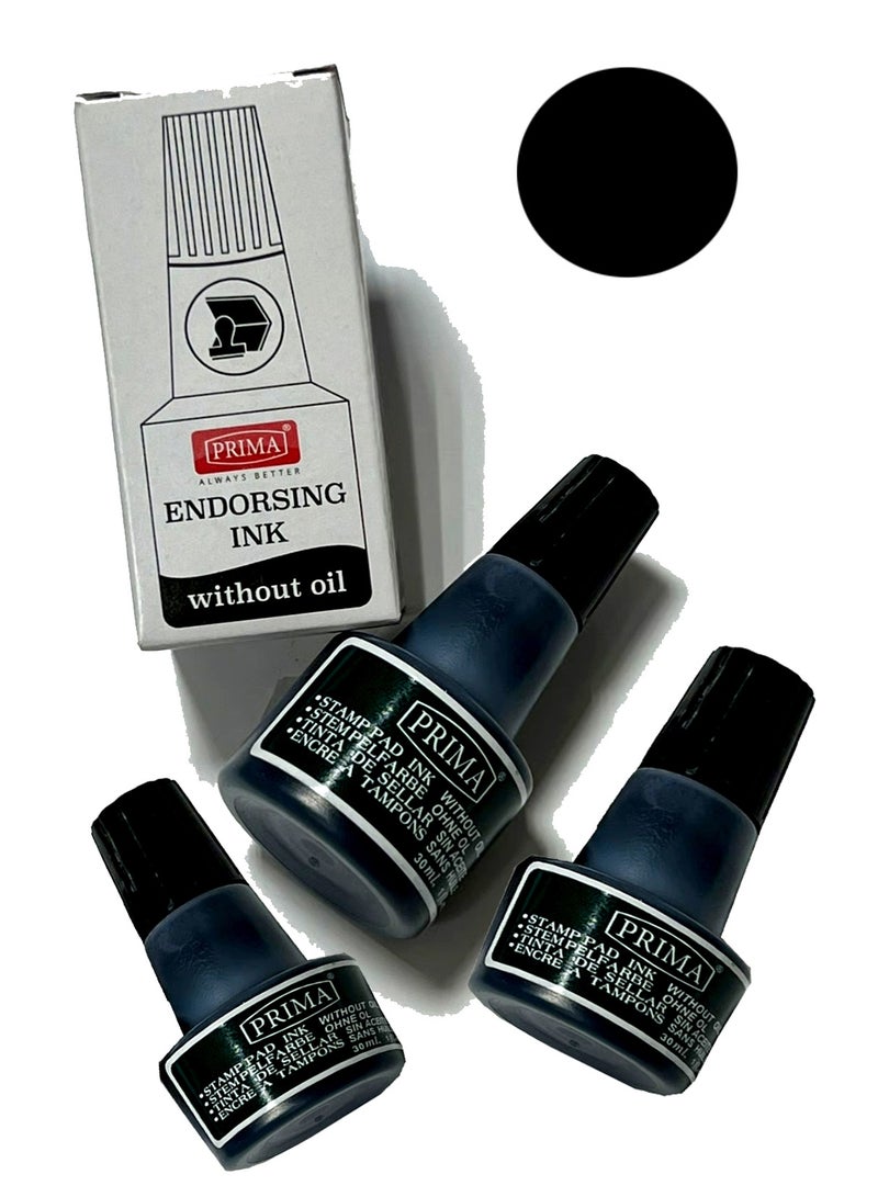 بريما عبوة من 3 وسادات حبر أسود/30 مل/بدون زيت/حبر ختم - Image 2