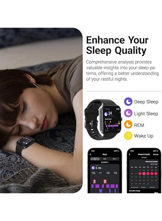TOZO S4 AcuFit One Smart Watch 1.78" AMOLED Screen for Men Women, Bluetooth Call Dial Fitness Tracker, Heart Rate and Blood Oxygen, Sleep Monitor, IP68 Waterproof, Workout for iOS Android, Black - Image 5