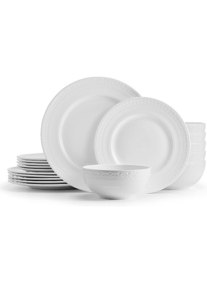 Mikasa طقم أدوات مائدة ميكاسا كراون الأبيض المقاوم للتشقق 18 قطعة خدمة لـ 6 أشخاص - Image 1