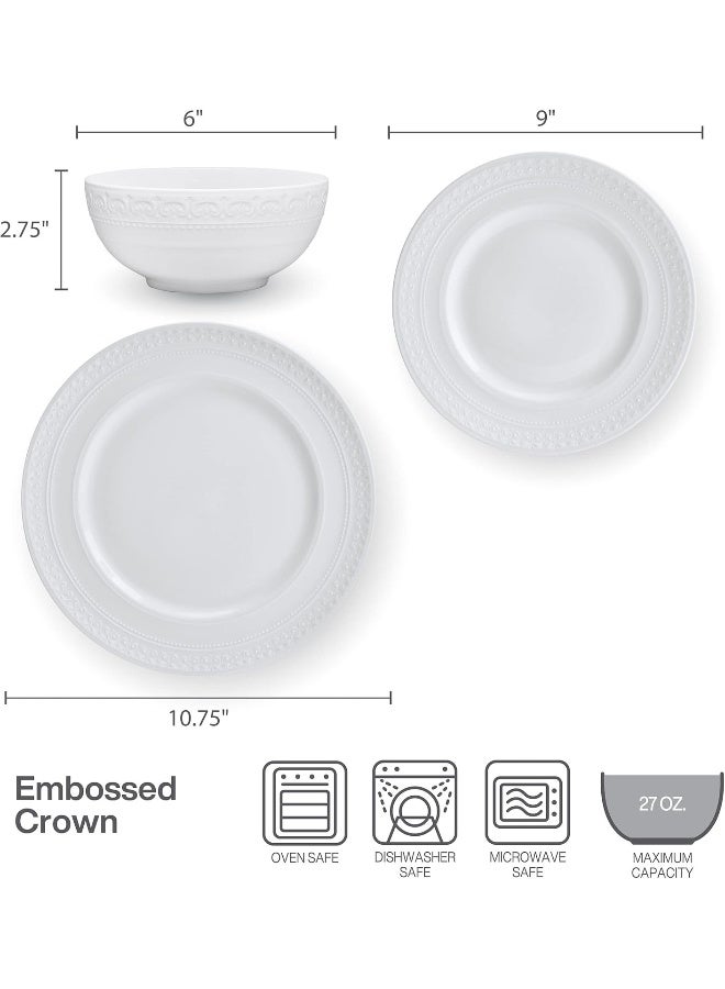 Mikasa طقم أدوات مائدة ميكاسا كراون الأبيض المقاوم للتشقق 18 قطعة خدمة لـ 6 أشخاص - Image 5