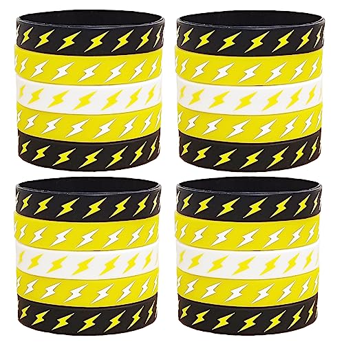 PIBIPAID 24 Lightning bolt Rubber Silicone Wristbandsfor Flash Weather Birthday Party Favors Supplies Decorations Favors - Image 1