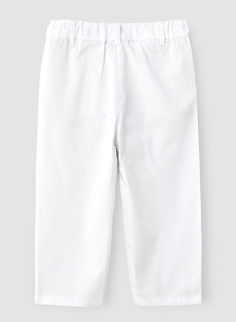 Jelliene White Cotton Trousers with Floral Print for Girls