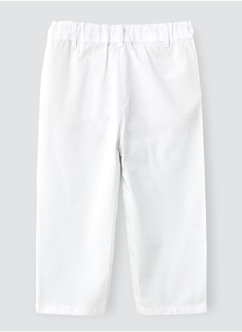 Jelliene White Cotton Trousers with Floral Print for Girls  - Image 2