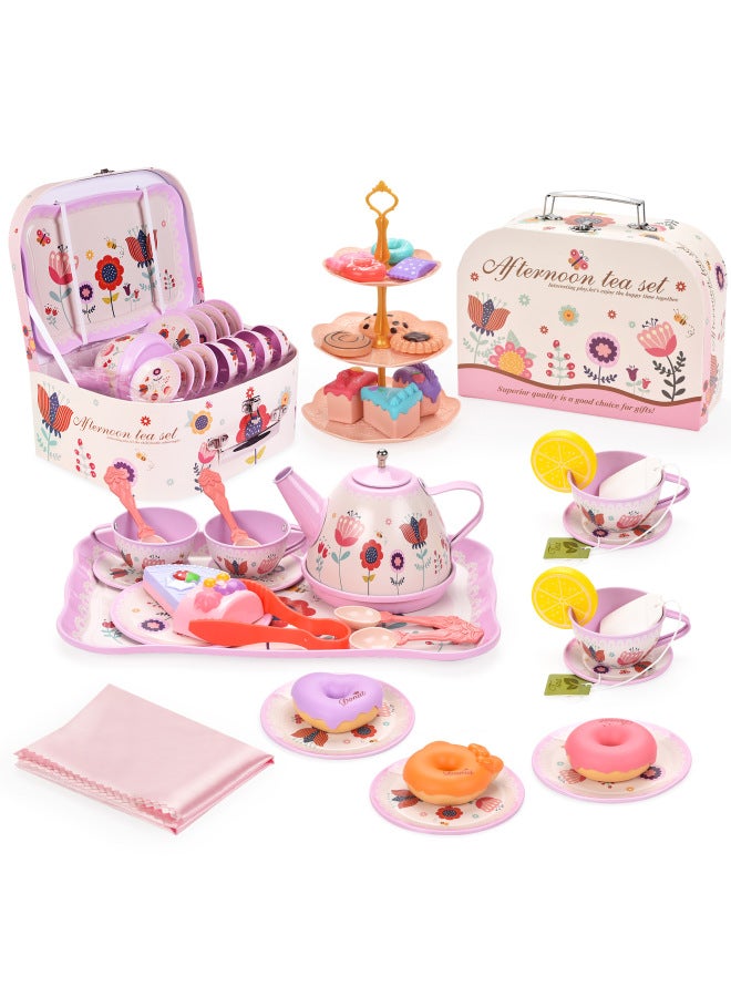 Simulation Afternoon Tea Play Home Toy Dessert Tableware Suitcase Children's Kitchen 3-6 Years Old Girl Toys-Color:M8060 Portable Gift Box - Image 2