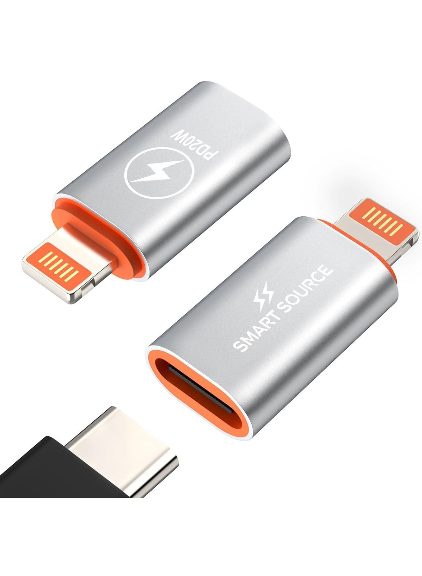 SMART SOURCE 【PACK OF 2】USB C Female to Lightning Male Adapter, Support 100W USB C Charging Cable, USB C Adapter, iPhone, 14 Pro/ 12 Pro/ 11 Pro/Xs Max/ 8 Plus, iPad/iPad Pro, (OTG Not Supported)