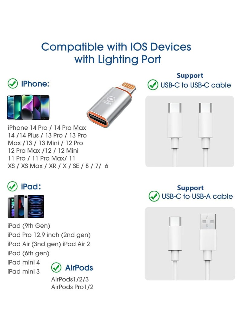 SMART SOURCE - 【PACK OF 2】USB C Female to Lightning Male Adapter, Support 100W  USB C Charging Cable, USB C Adapter, iPhone, 14 Pro/ 12 Pro/ 11 Pro/Xs Max/ 8 Plus, iPad/iPad Pro, (OTG Not Supported) - Image 1