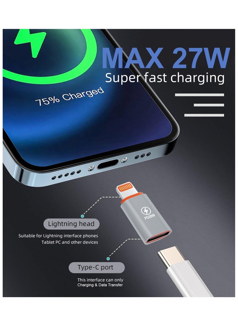 SMART SOURCE - 【PACK OF 2】USB C Female to Lightning Male Adapter, Support 100W  USB C Charging Cable, USB C Adapter, iPhone, 14 Pro/ 12 Pro/ 11 Pro/Xs Max/ 8 Plus, iPad/iPad Pro, (OTG Not Supported) - Image 1