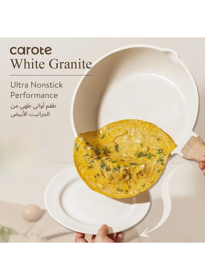 Carote 21-Piece Granite Non Stick Cookware Set – Die-Cast Aluminium, Induction & Gas Compatible, Dishwasher Safe, Large Capacity Kitchen Pots and Pans, PFOA & Lead Free, Healthy Cooking Set, White - Image 4
