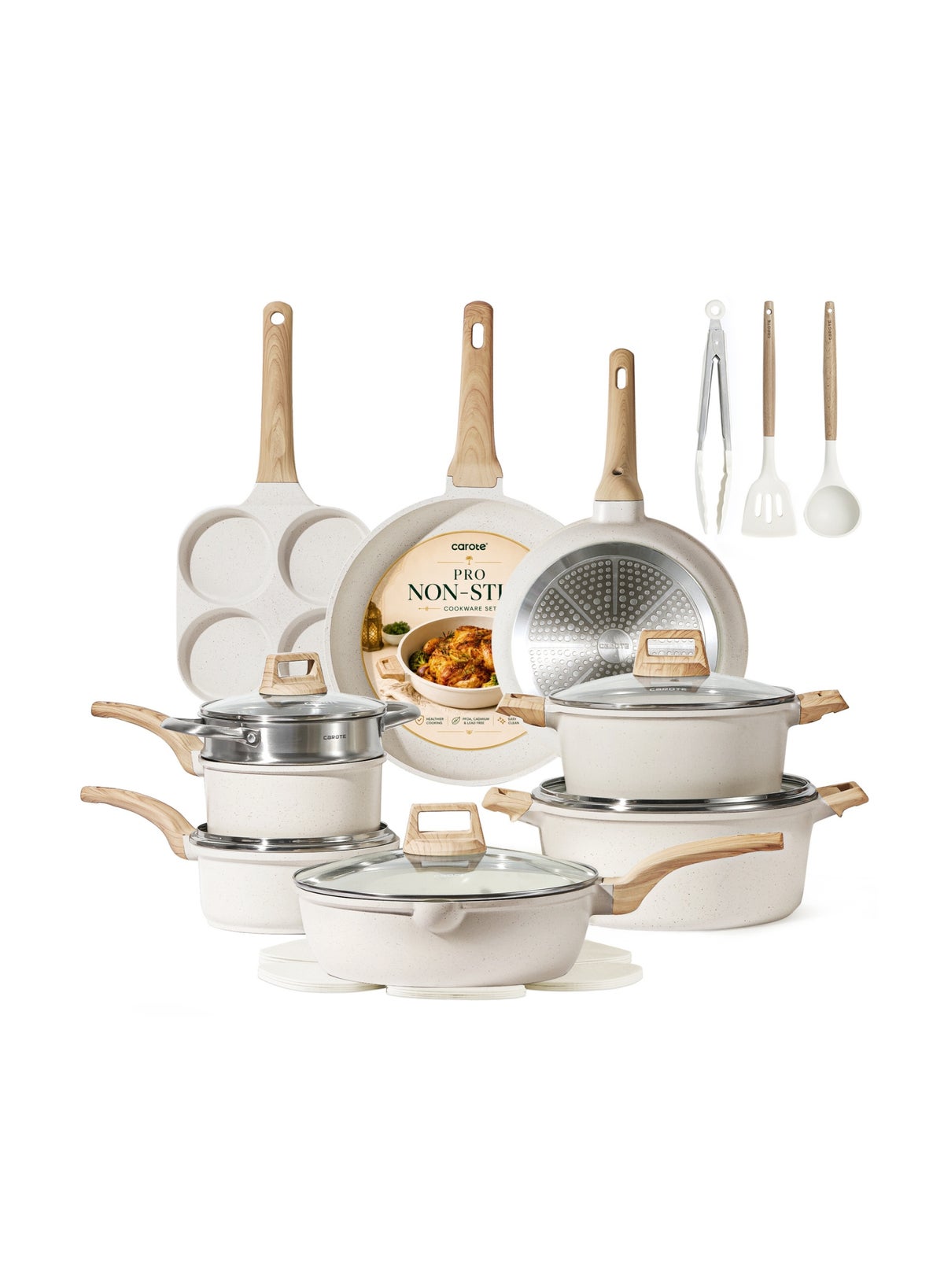 CAROTE Carote 21-Piece Granite Non Stick Cookware Set – Die-Cast ...