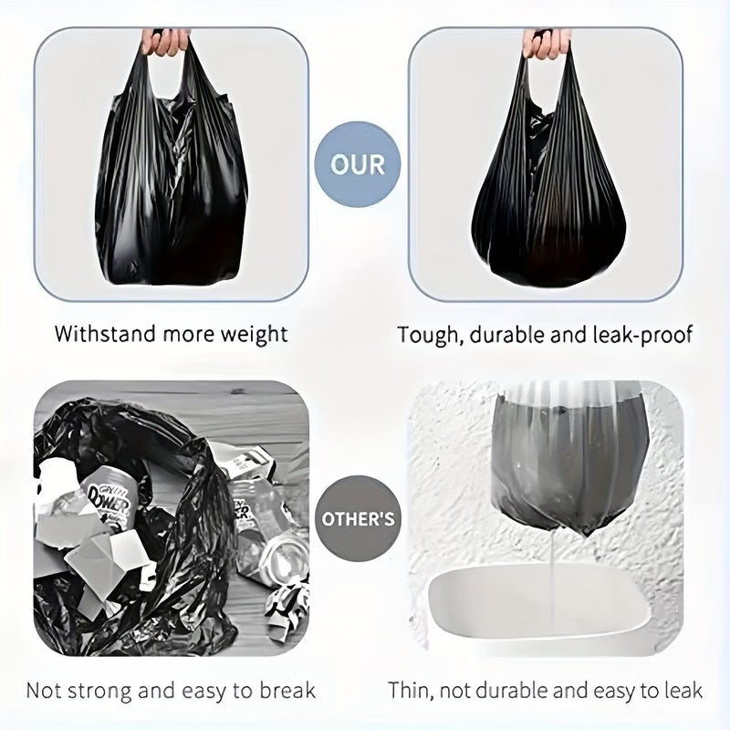 300pcs Heavy Duty Black Hand Held Garbage Bags Leak Proof Durable Polyethylene for Home Office Kitchen Bathroom and Outdoor Use - Image 4