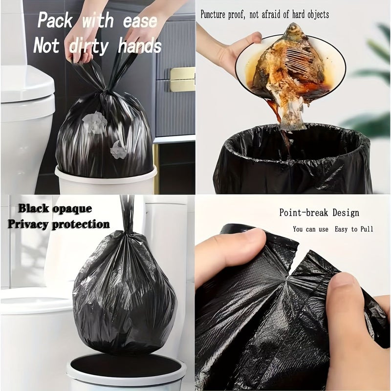 300pcs Heavy Duty Black Hand Held Garbage Bags Leak Proof Durable Polyethylene for Home Office Kitchen Bathroom and Outdoor Use - Image 3