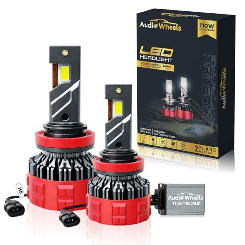 Audio Wheels H8/11-110W Car Led Headlight Bulbs,16,000 Lumens Super Bright LED Headlight Conversion Kit for Cars 6000K Cool White Quick Installation Halogen Replacement, Pack of 2 - Image 1