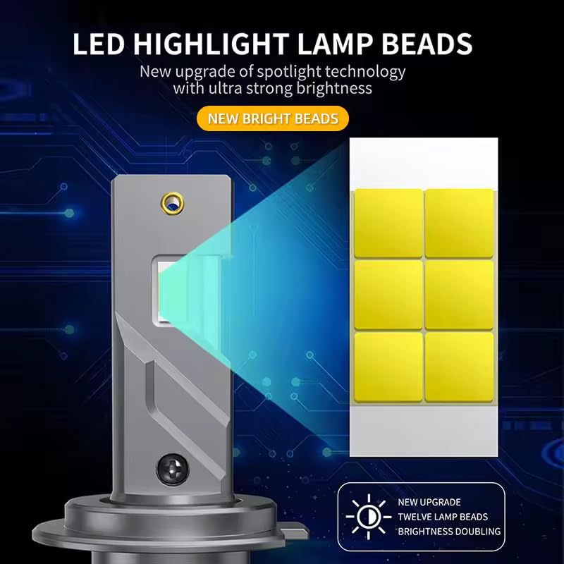 Audio Wheels H8/11-110W Car Led Headlight Bulbs,16,000 Lumens Super Bright LED Headlight Conversion Kit for Cars 6000K Cool White Quick Installation Halogen Replacement, Pack of 2 - Image 2