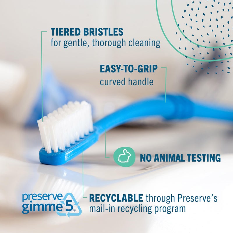 Preserve Eco Friendly Adult Toothbrushes, Made in The USA from Recycled Plastic, Lightweight Package, Soft Bristles, Colors Vary, 6 Pack - Image 3