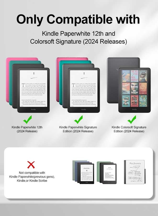 Tersely Slimshell Case Cover for 7" All-New Kindle Paperwhite 12th 2024 or Kindle Colorsoft 1st 2025 Signature Edition, Magnetic Shell Cover with Auto Sleep/Wake- Black - Image 2