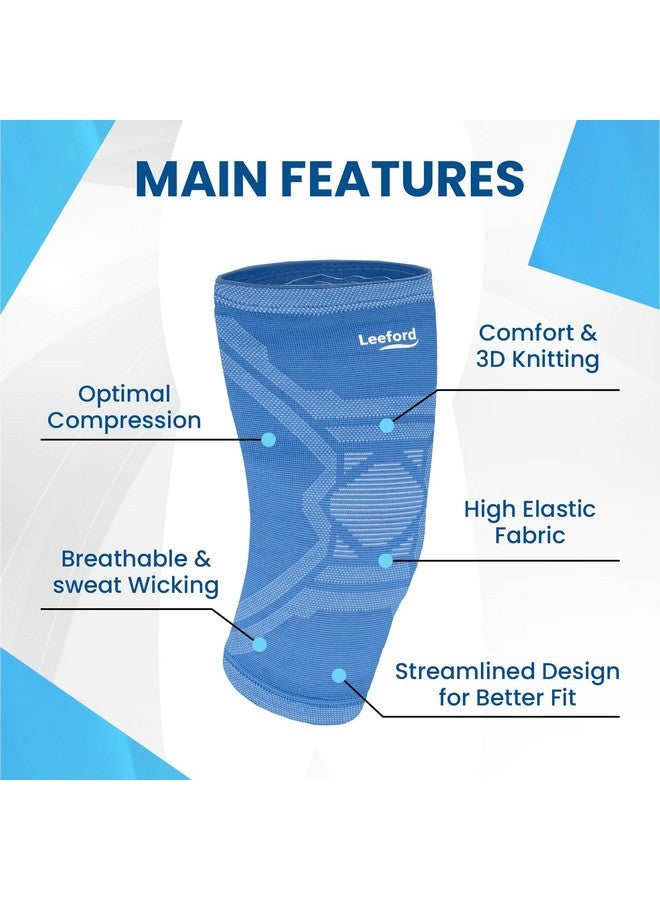 Leeford Soft Designer Knee Support For Men & Women(L, Blue) Knee Caps For Women/Knee Cap For Men/Knee Brace For Knee Pain Relief Products/Knee Pad/Leg Sleeves For Men Gym/Knee Support For Women - Image 4