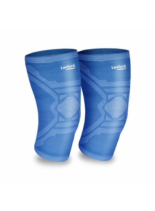 Leeford Soft Designer Knee Support For Men & Women(L, Blue) Knee Caps For Women/Knee Cap For Men/Knee Brace For Knee Pain Relief Products/Knee Pad/Leg Sleeves For Men Gym/Knee Support For Women - Image 1