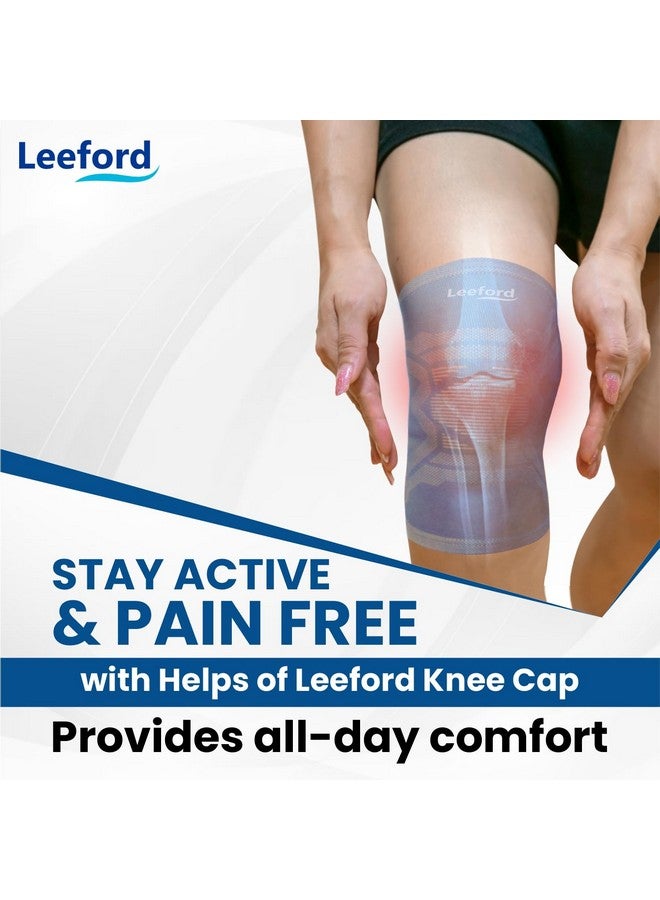 Leeford Soft Designer Knee Support For Men & Women(L, Blue) Knee Caps For Women/Knee Cap For Men/Knee Brace For Knee Pain Relief Products/Knee Pad/Leg Sleeves For Men Gym/Knee Support For Women - Image 2