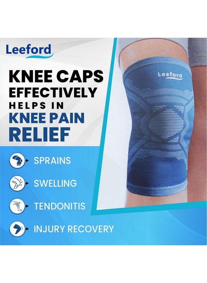 Leeford Soft Designer Knee Support For Men & Women(L, Blue) Knee Caps For Women/Knee Cap For Men/Knee Brace For Knee Pain Relief Products/Knee Pad/Leg Sleeves For Men Gym/Knee Support For Women - Image 5