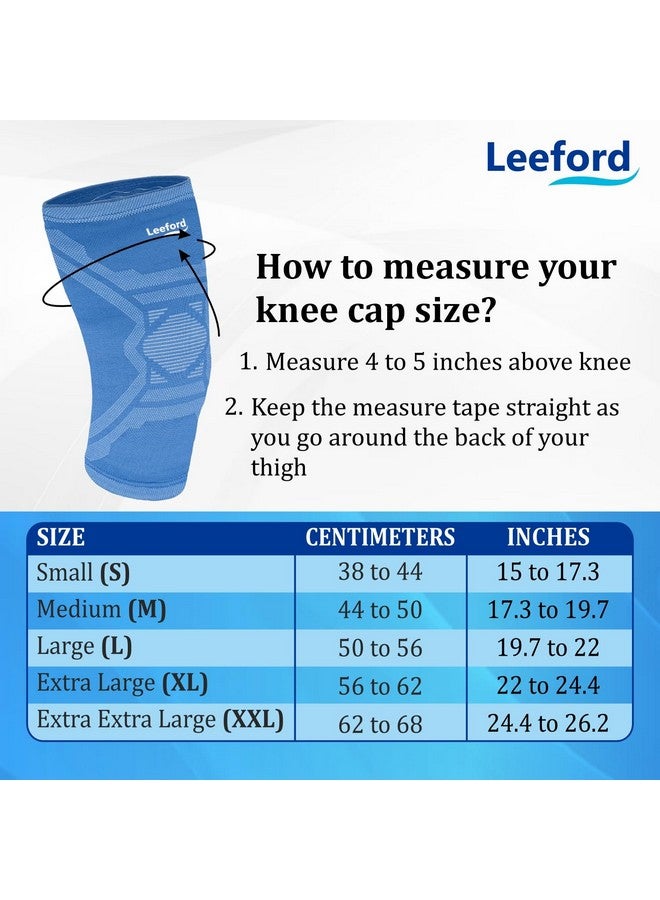 Leeford Soft Designer Knee Support For Men & Women(L, Blue) Knee Caps For Women/Knee Cap For Men/Knee Brace For Knee Pain Relief Products/Knee Pad/Leg Sleeves For Men Gym/Knee Support For Women - Image 3