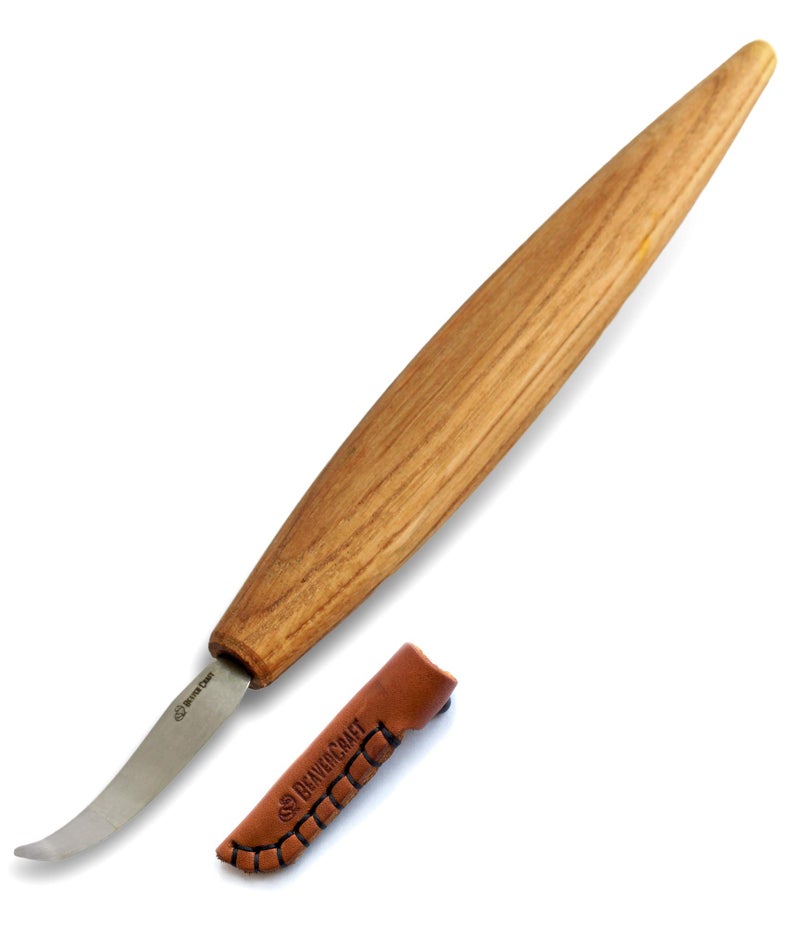 BeaverCraft Wood Carving Hook knife SK4s Long 24  Spoon Carving Tools  Spoon Whittling Knife for Professional Carvers  Beginners  Crooked Whittling Knives for Spoons Bowls Cups