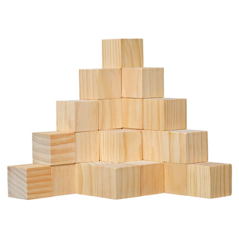 Ninekong 30 Pack Unfinished Wood Blocks 2 Inch Solid Pine Wooden Cubes for Crafts Sanded Smooth Natural Wood Squares for Painting DIY Projects Puzzle Making Home Decor - Image 2