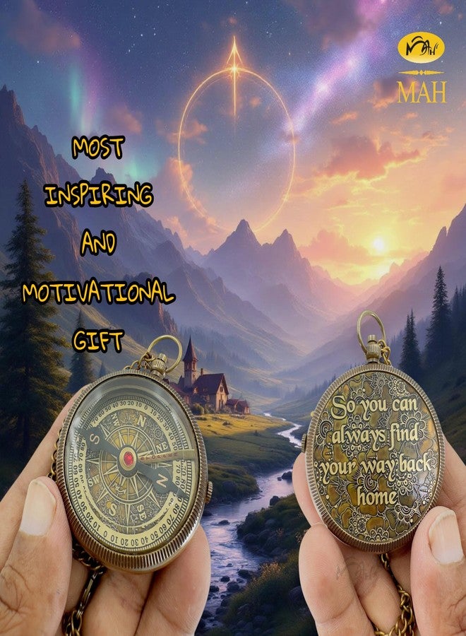 MAH Handmade Brass Compass – “So You Can Always Find Your Way Back Home” or “Back to Me” Quote Gift for Son, Daughter, or Partner – Romantic Gift or Family Keepsake for Graduation, Travel, Farewell Gift - Image 5
