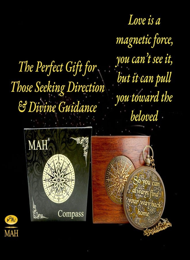 MAH Handmade Brass Compass – “So You Can Always Find Your Way Back Home” or “Back to Me” Quote Gift for Son, Daughter, or Partner – Romantic Gift or Family Keepsake for Graduation, Travel, Farewell Gift - Image 4