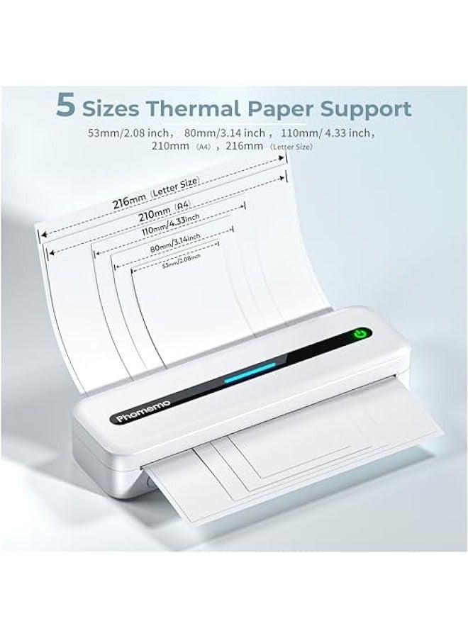 phomemo M832 Portable Printer, Upgrade Portable Printers Wireless for Travel, Bluetooth Inkless Printer Support 8.5'' x 11'' US Letter, Mobile Thermal Printer Compatible with Phone & Laptop, 300dpi - Image 2