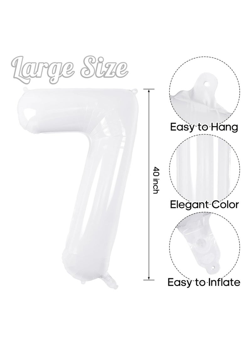 ThePartyPopper White Number Balloons 40 Inch Helium Number 7 Balloon for Birthday Party Anniversary Decoration  - Image 2