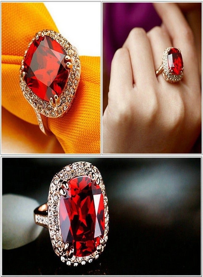 Yoursfs Big Halo Austrian Crystal Red Fashion Rings for Women 18K Gold Plated Ruby Cocktail Ring Jewellery(Size 7) - Image 4