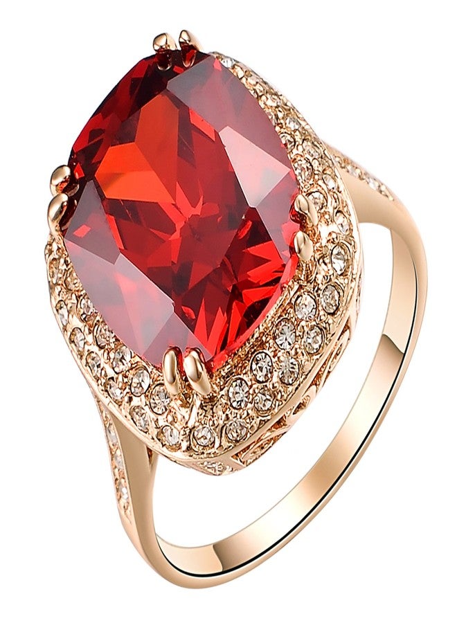 Yoursfs Big Halo Austrian Crystal Red Fashion Rings for Women 18K Gold Plated Ruby Cocktail Ring Jewellery(Size 7) - Image 1