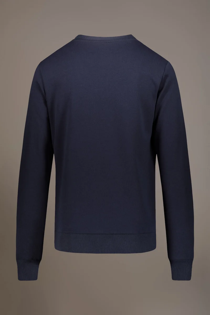 Doppelganger Blue Round neck 100% cotton sweatshirt made in Italy - DK Blue for Men | Best Price UAE