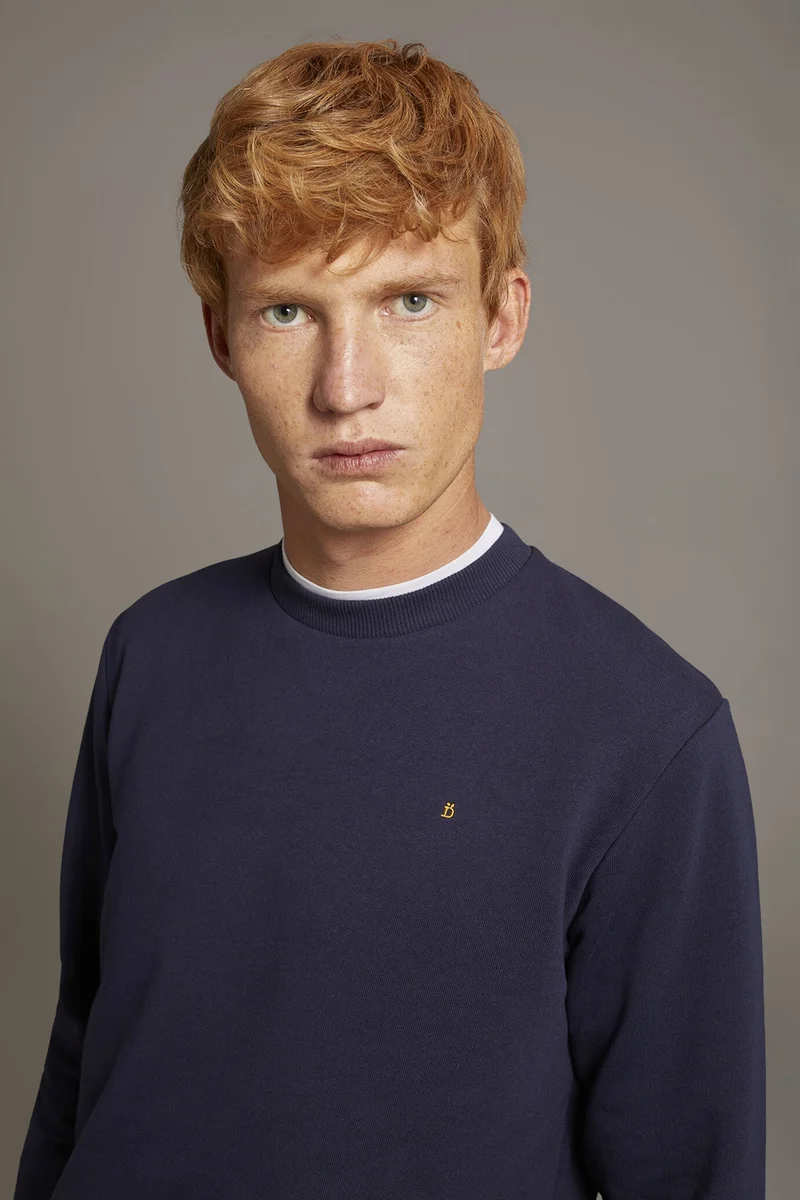 Doppelganger Round neck 100% cotton sweatshirt made in Italy - DK Blue